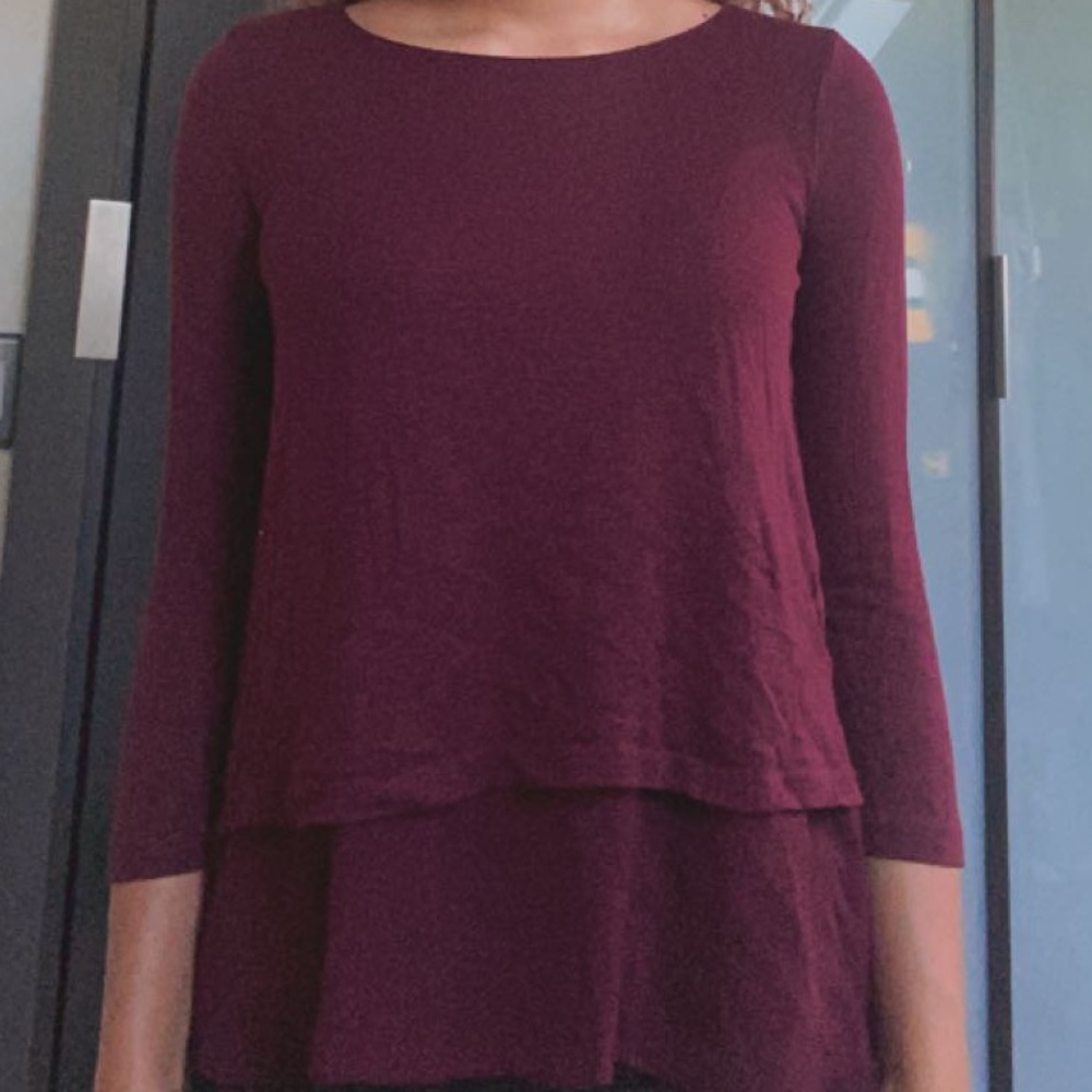 wine colored quarter sleeve shirt